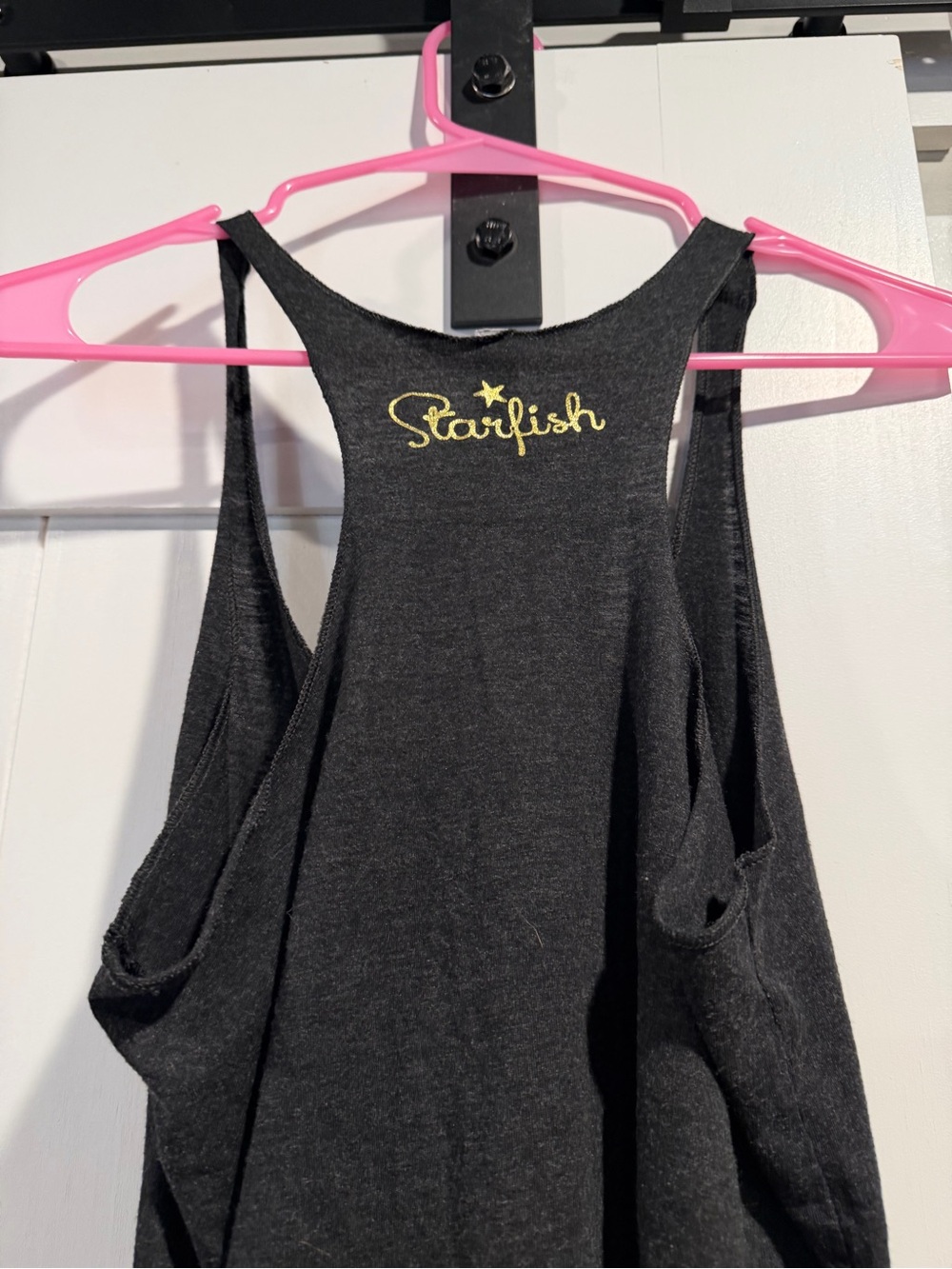 Black Racerback Tank Top with Gold Script - Knot Front - Picture 5 of 5
